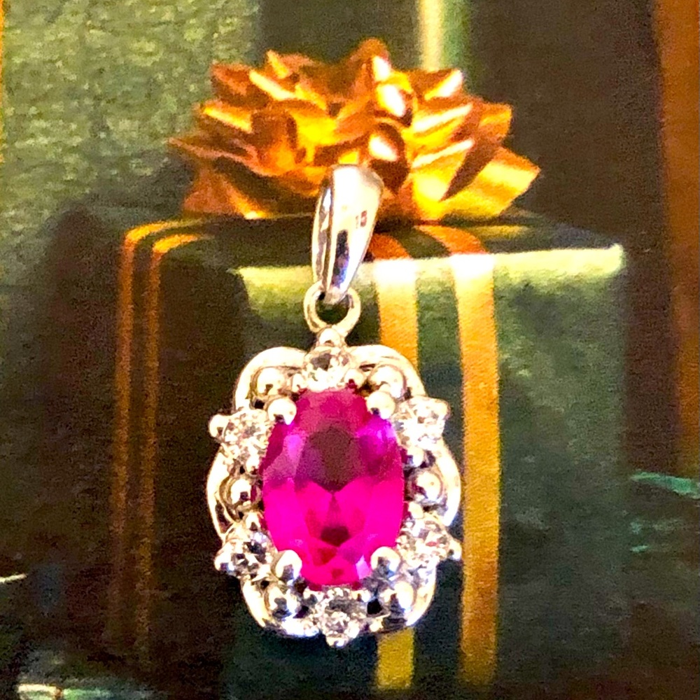 925 Sterling Silver Pink Topaz CHARM PENDANT
